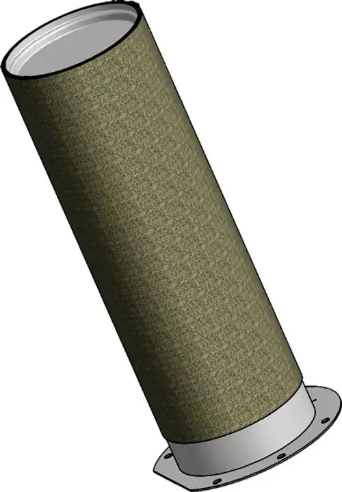 Rundbrenner aus Gewebe in zylindrischer Form, mit grauem Fuß. Das Produkt stammt von der Marke Wolf und ist für spezifische Heizsysteme konzipiert.